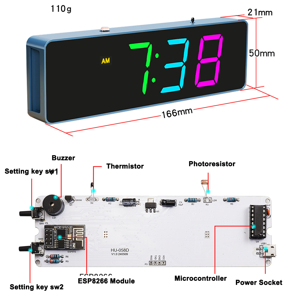 ESP8266 IoT Colorful WiFi Cloc - Diy Electronics For Beginners recension och pris