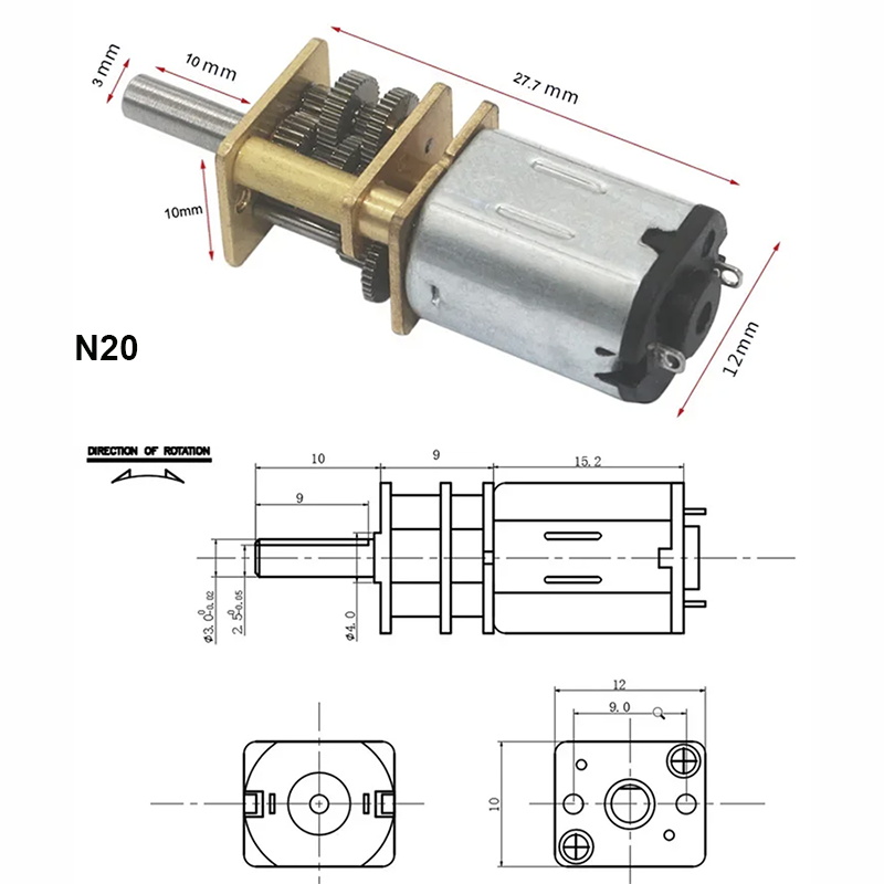 6V 12V 15-6000RPM GA12-N20 DC  - Diy Electronics Motor recension och pris