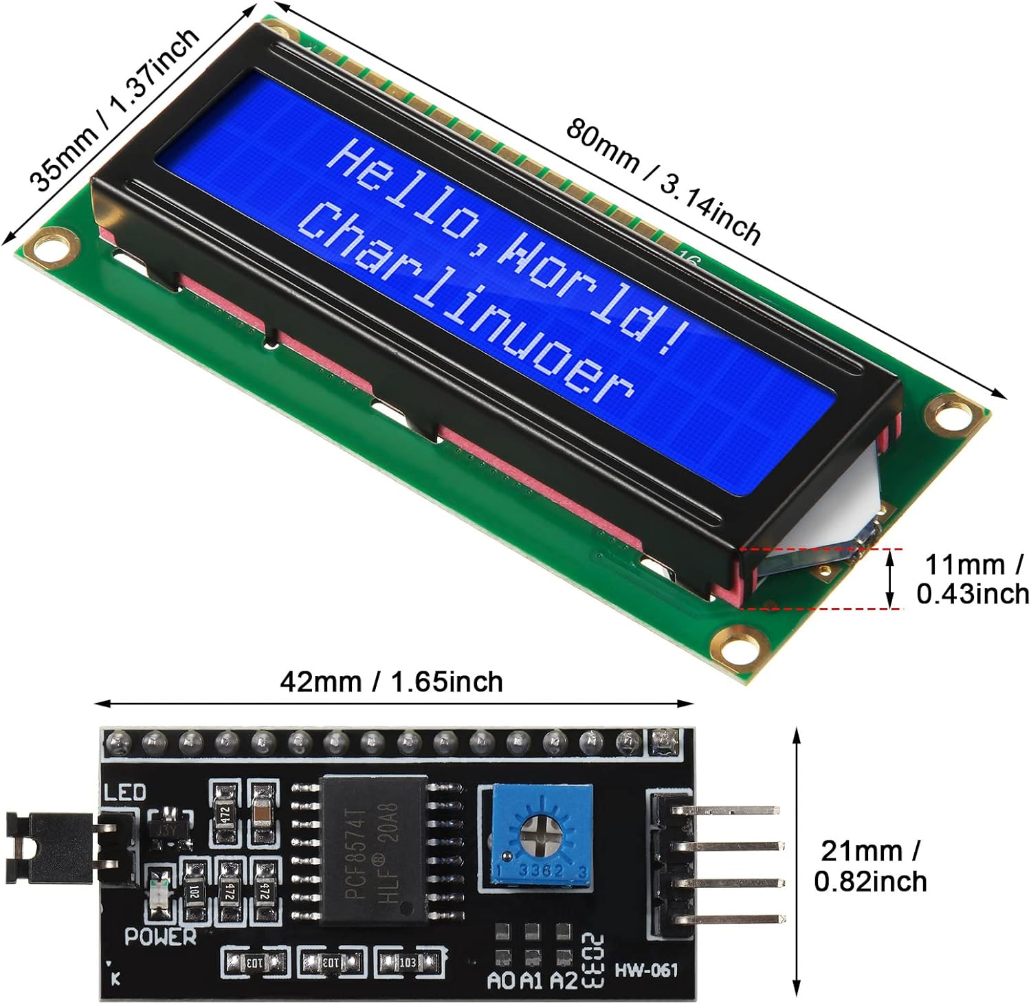 1Set 1602 LCD 20*4 Blue Screen - I2C Lcd Display recension och pris