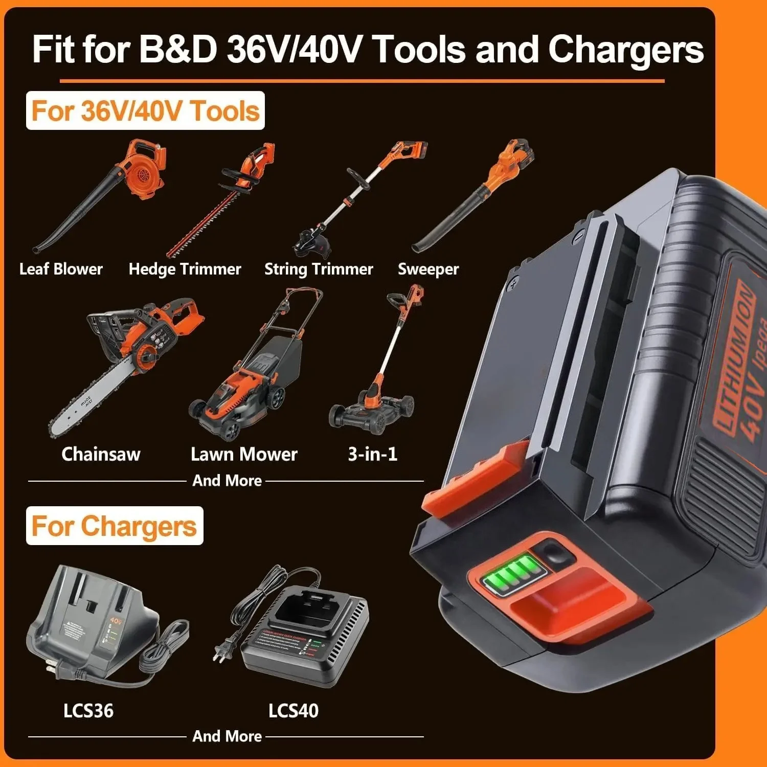 40V 4000mAh Lithium-Ion Batter - Black+Decker Tool Cordless recension och pris